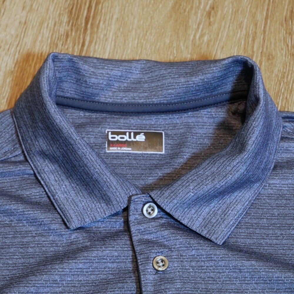 Bolle Mens XL Blue Striped Performance Golf Polo Shirt‎ Short Sleeve XLARGE